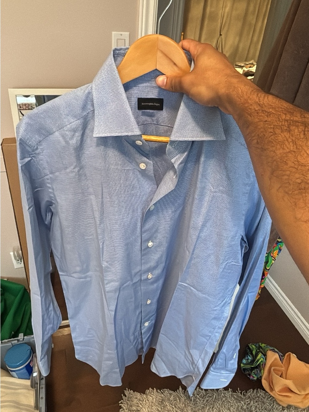 Ermenegildo Zegna Light Blue Textured Dress Shirt